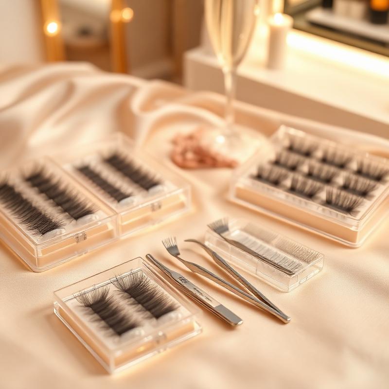 Close-up of a custom lash extension set with shaped brows
